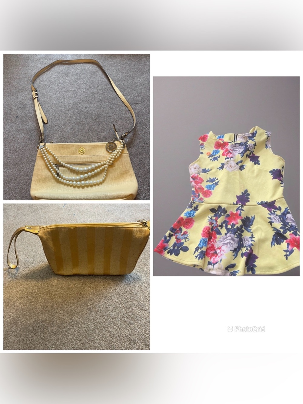 Yellow flowers tank top yellow crossbody purse yellow wristlet bundle